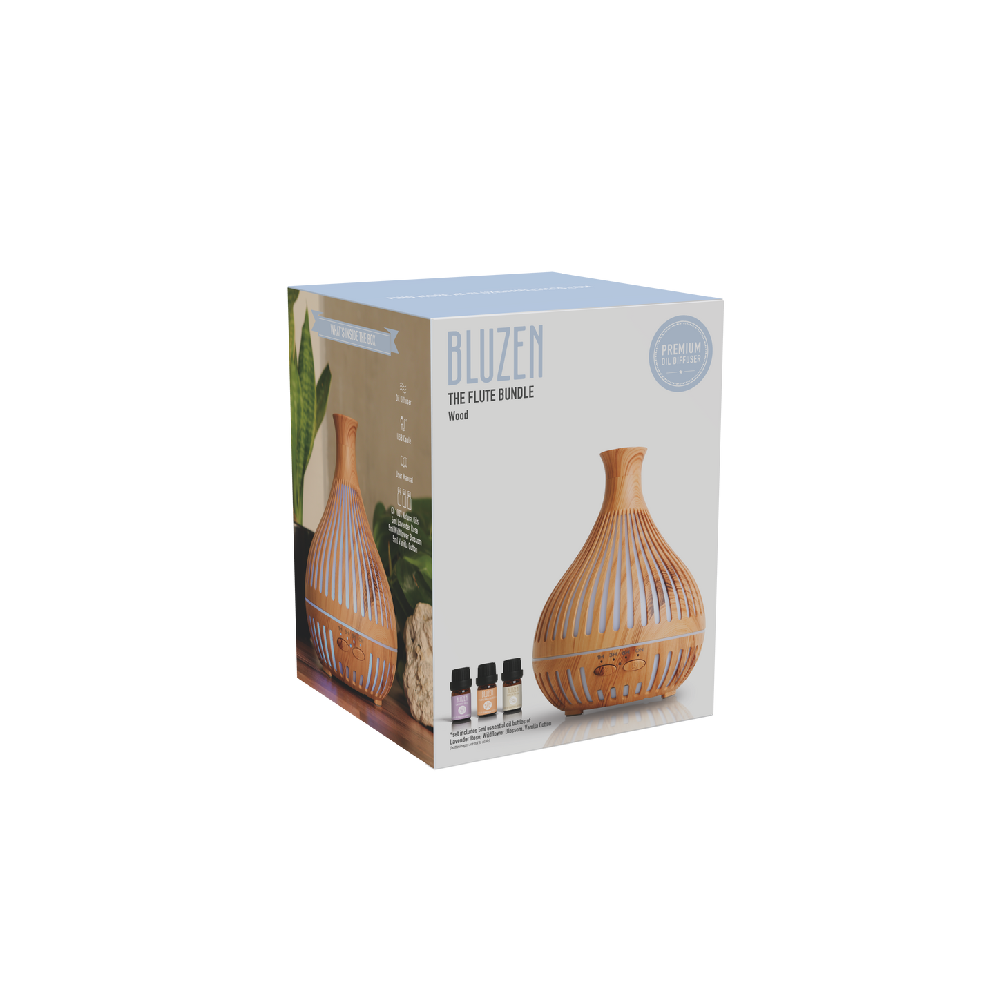 'The Flute' Wood-Look Ultrasonic Diffuser Bundle