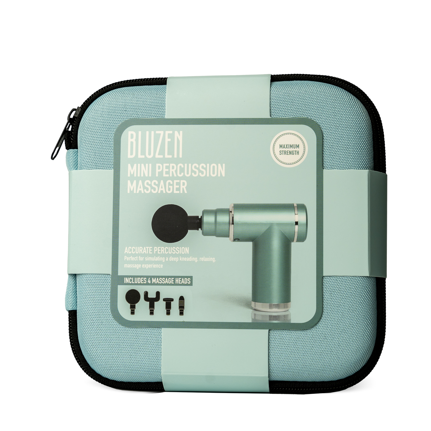 Mini Percussion Massager with Travel Case (Muted Teal+Silver)