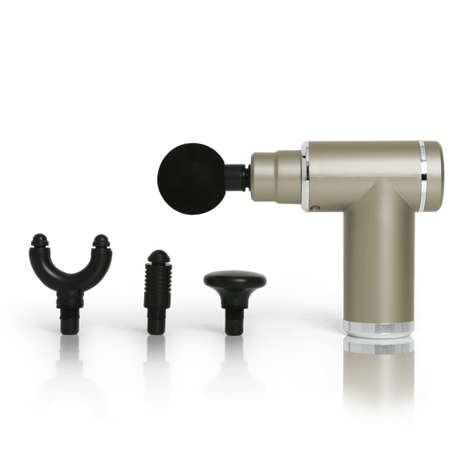 Mini Percussion Massager with Travel Case (Taupe+Silver)