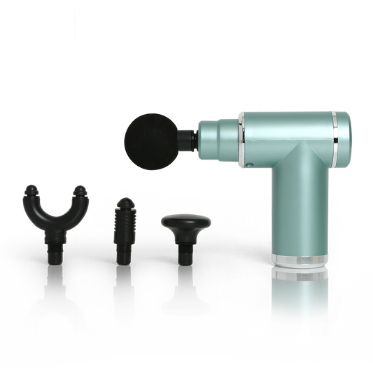 Mini Percussion Massager with Travel Case (Muted Teal+Silver)