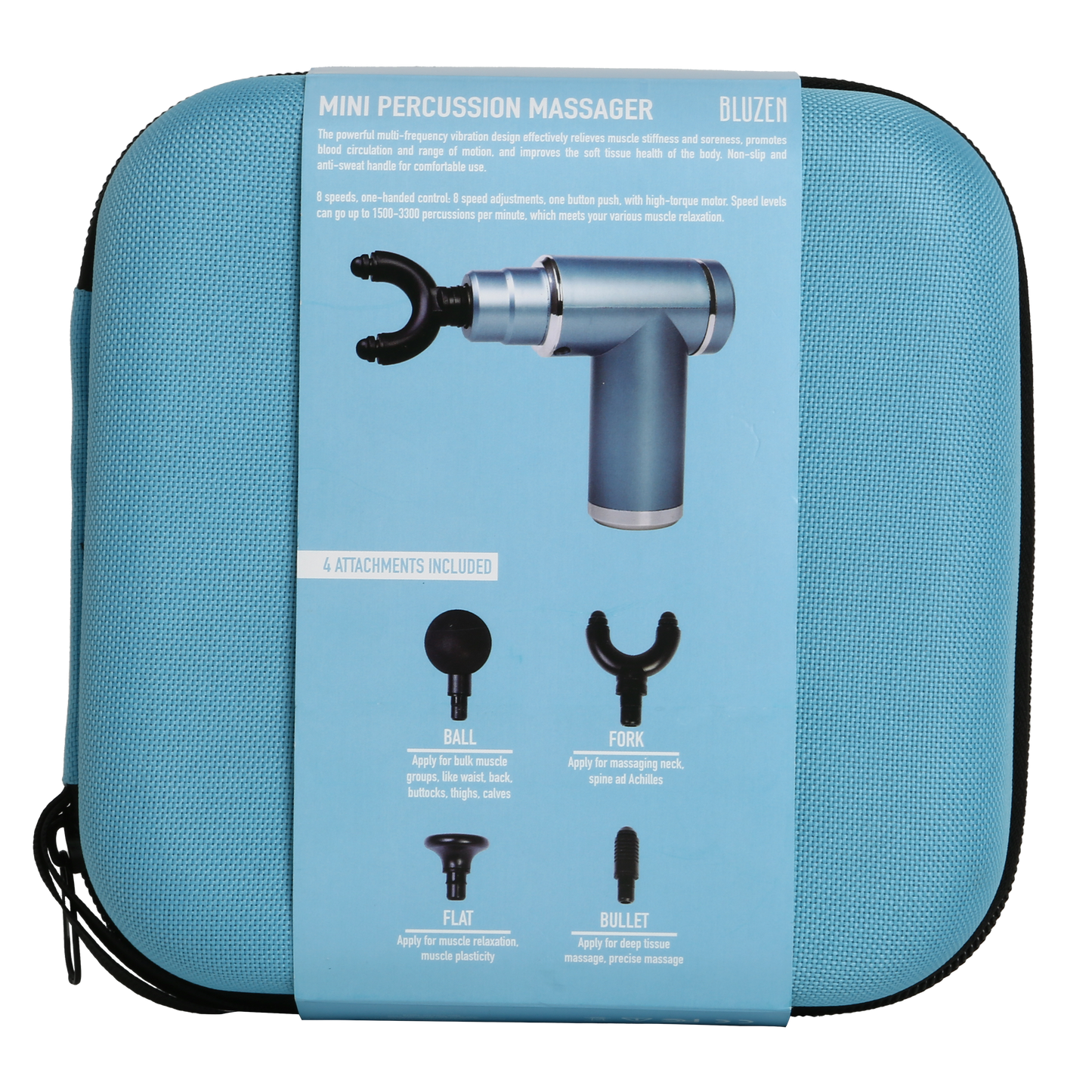 Mini Percussion Massager with Travel Case (Teal+Silver)