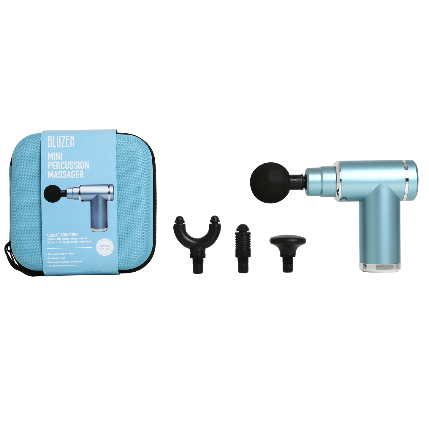 Mini Percussion Massager with Travel Case (Teal+Silver)