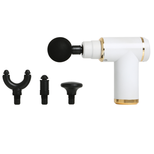 Mini Percussion Massager with Travel Case (White+Gold)